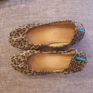 Tieks Brown and Blue Flats with Leopard Print